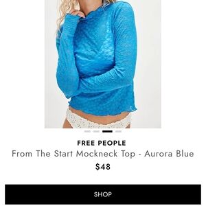 Free People From The Start Blue Lace Top
